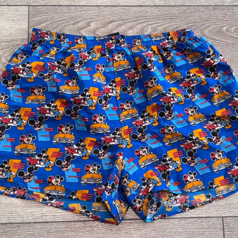 Mickey Unlimited Silk Boxer Shorts Mens S Blue Vintage Disney Mickey Minnie